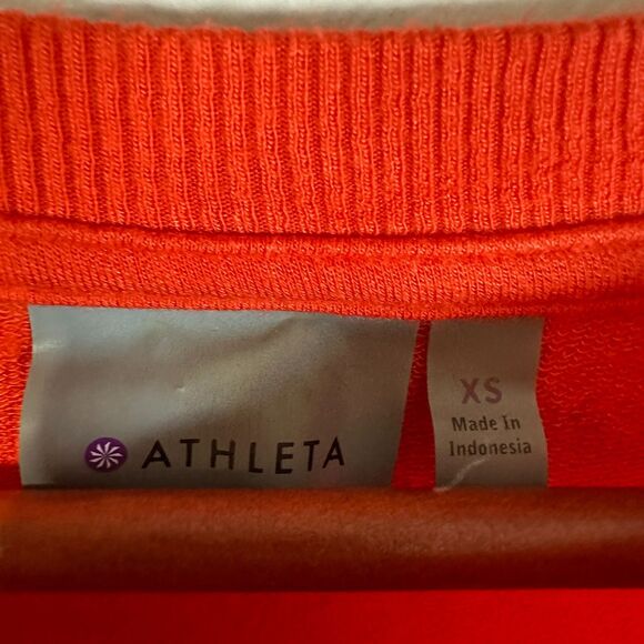 Athleta Mindset Sweatshirt Pullover Orange XS Extra Small Crewneck Warm - Picture 2 of 3